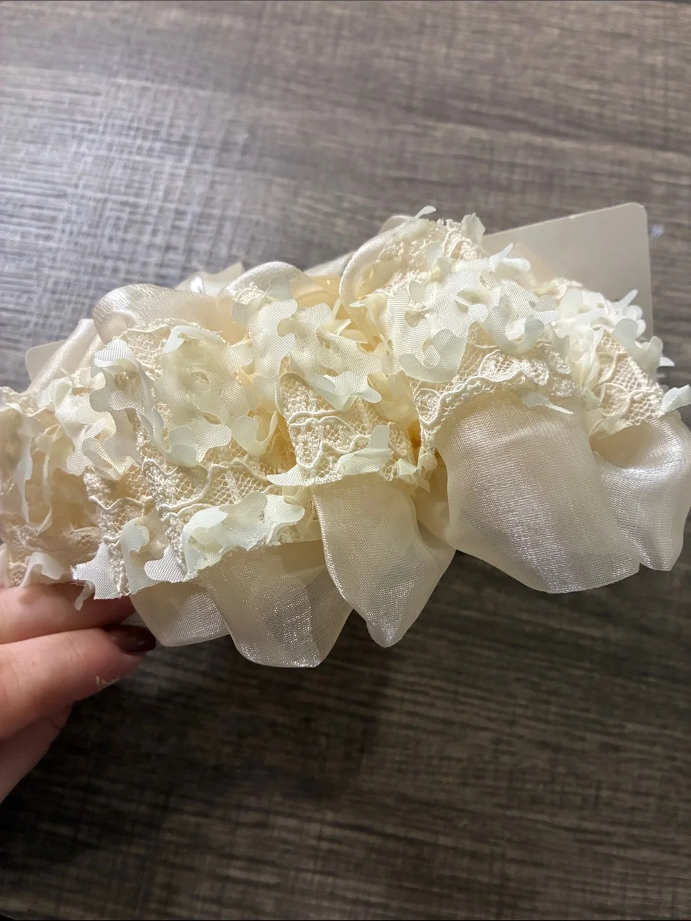 Ivory Satin Floral Hair Claw Clip